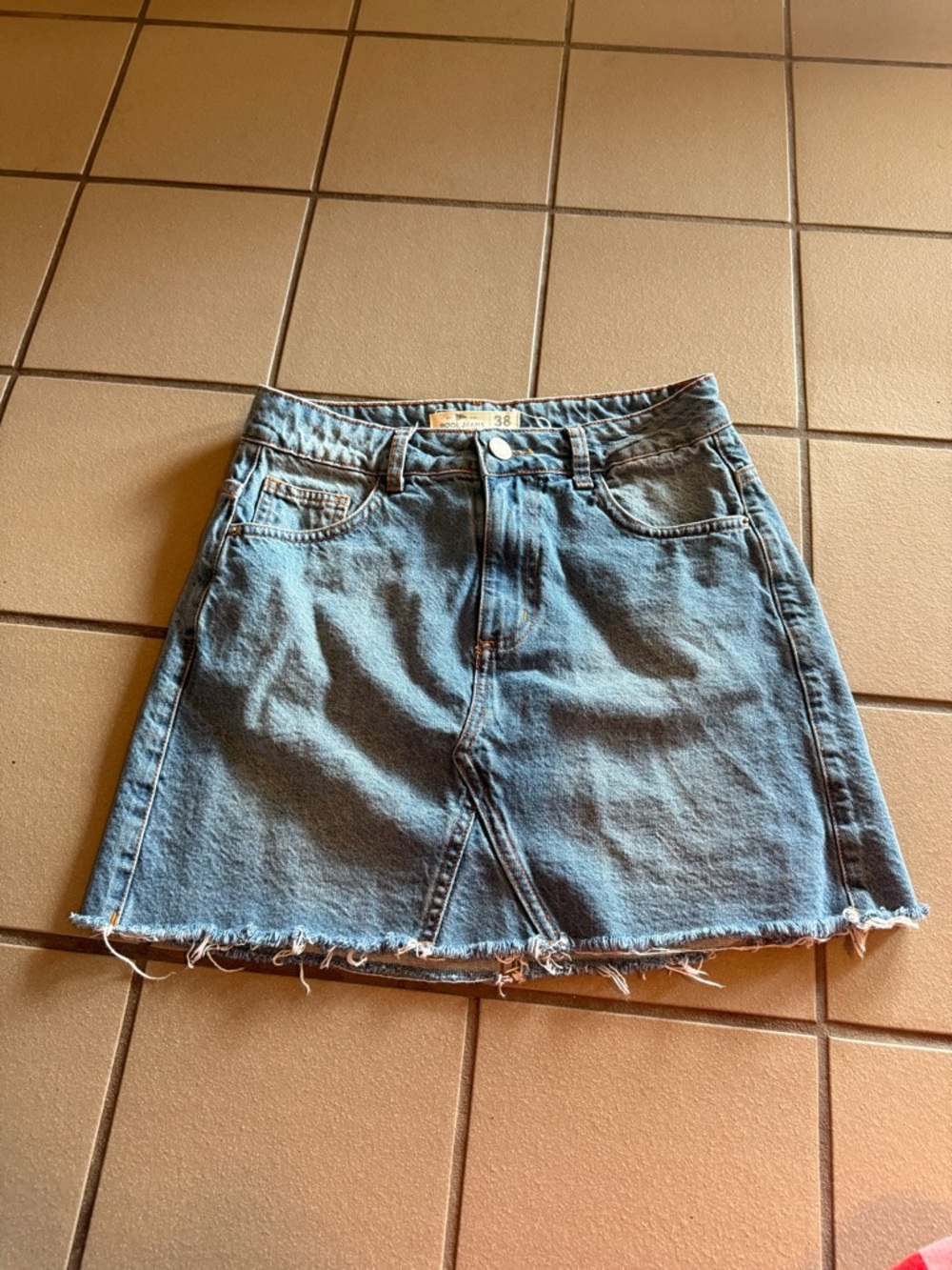 Frayed Hem Light Blue Denim Mini Skirt